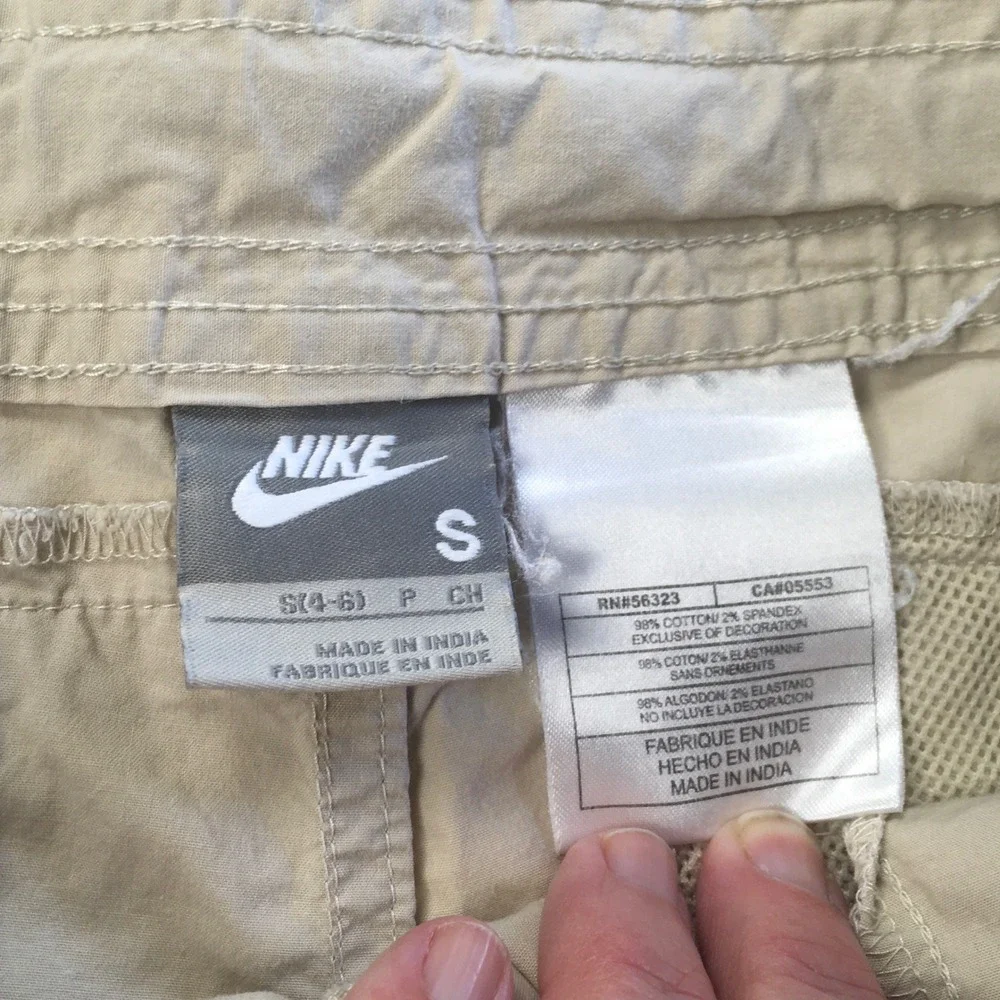 Nike Womens Tan Khaki Shorts Drawstring Sz Small S 4-6 Cotton Blend